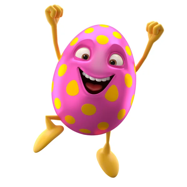 Pink Easter egg jumping with compressed fist — Stock Photo, Image