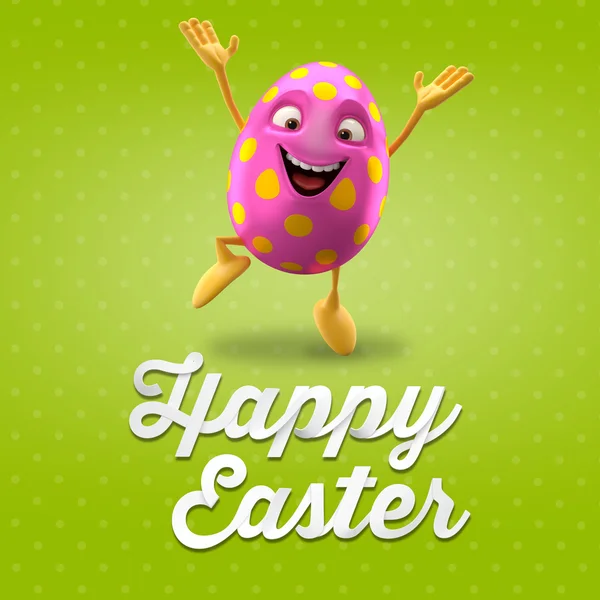 Glad pink egg jumping — Stock Photo, Image