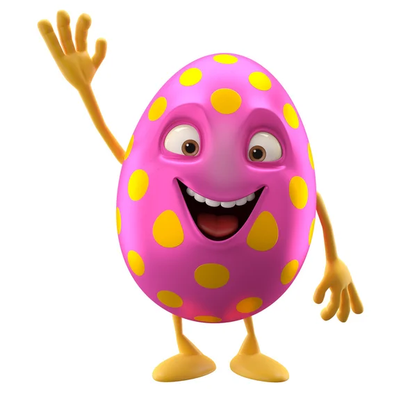 Funny Easter pink egg with hand up — Stock Photo, Image