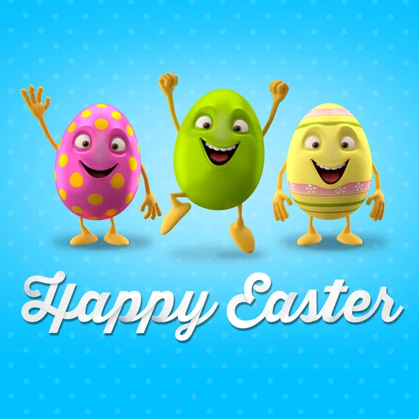 Three funny Easter eggs — Stock Photo, Image