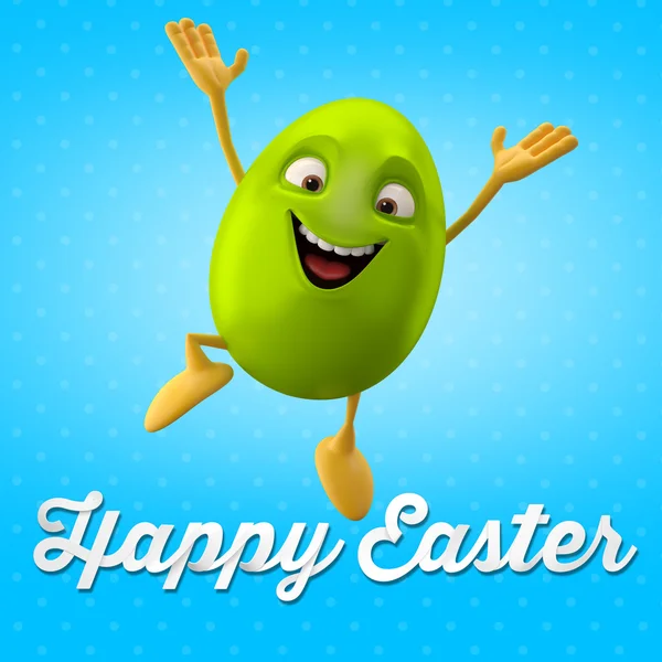 Happy blank green egg jumping — Stock Photo, Image