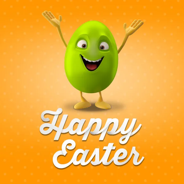 Blank happy green Easter egg with hands up — Stock Photo, Image