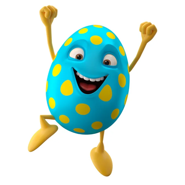 Huevo azul de Pascua saltando con puño comprimido — Foto de Stock