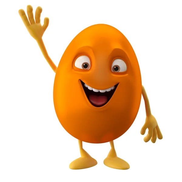Happy Easter blank orange egg with hand up — Stock Photo, Image