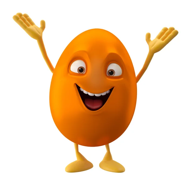 Blank orange Easter egg with hands up — Stock Photo, Image