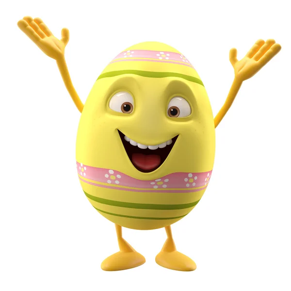 Yellow Easter egg with hands up — Stock Photo, Image