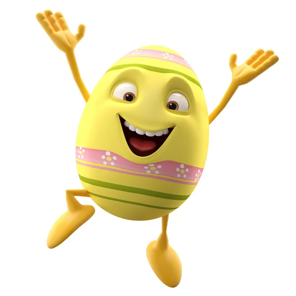 Easter yellow egg jumping — Stock Photo, Image