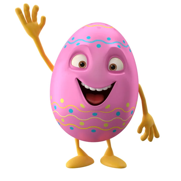 用了一只手的快乐粉红色的复活节彩蛋。 — 图库照片