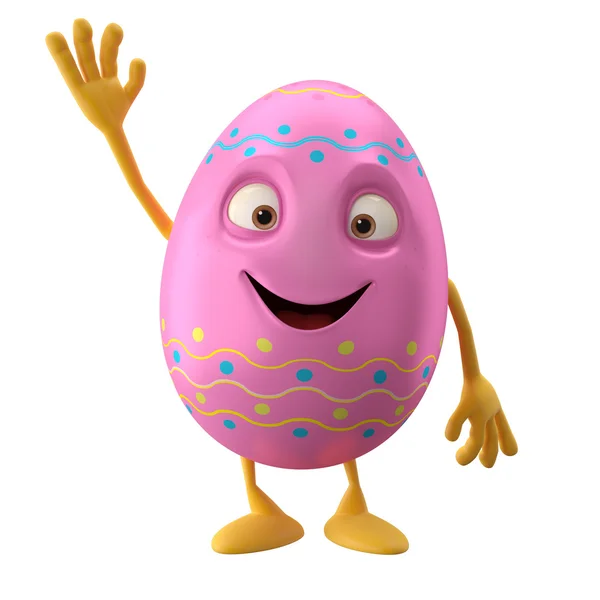 Easter pink egg with hand up — Stock Photo, Image