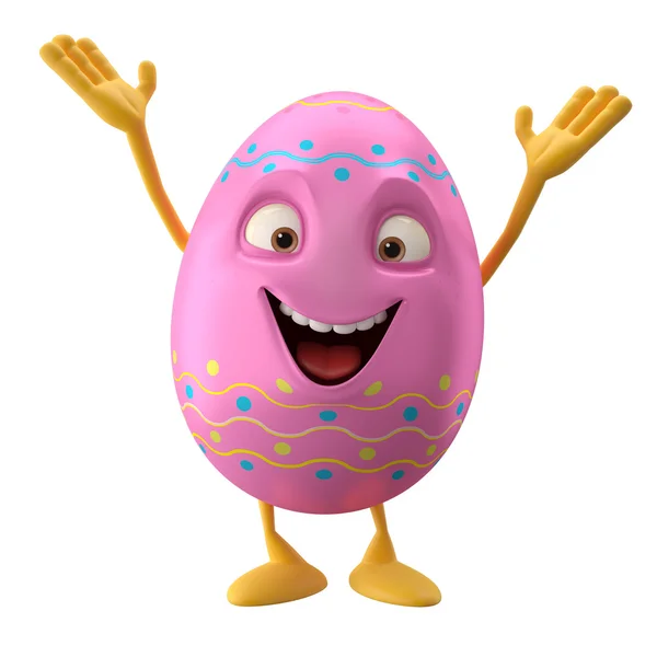 Pink Easter egg with hands up — Stock Photo, Image