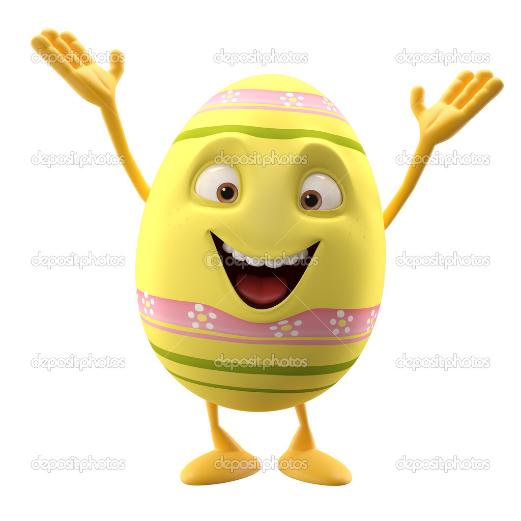 Yellow Easter egg with hands up