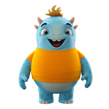 Mavi gülümseyen dino canavar