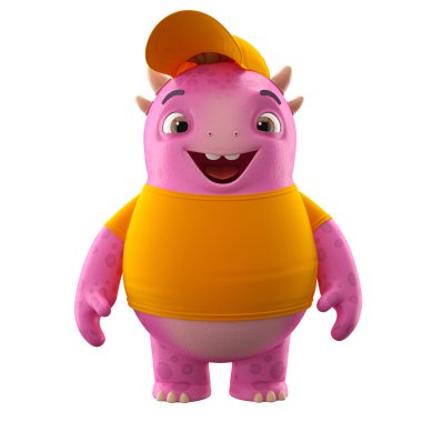 pembe gülümseyen dino canavar
