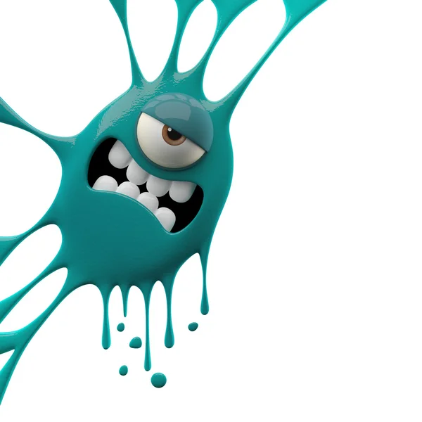 Cyan angry monster — Stock Photo, Image