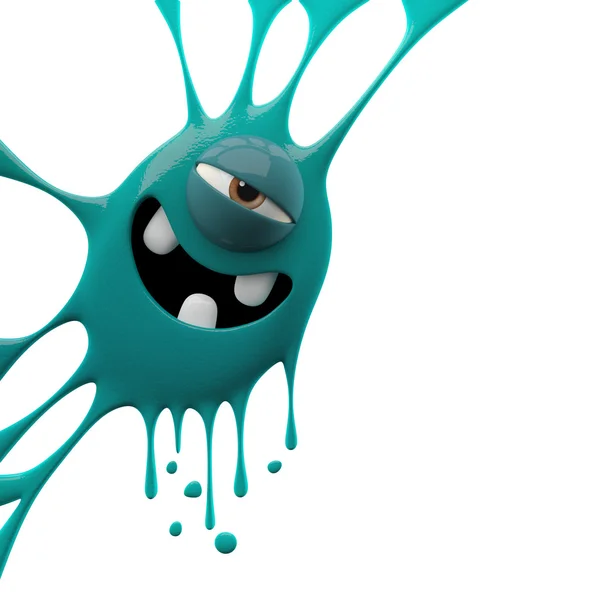 Cyan threetheethed monster — Stock Photo, Image