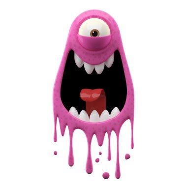 Tek gözlü korkmuş pembe canavar