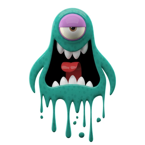 One-eyed dissatisfied cyan monster — Stock Photo, Image