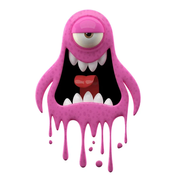 One-eyed dissatisfied pink monster — Stock Photo, Image