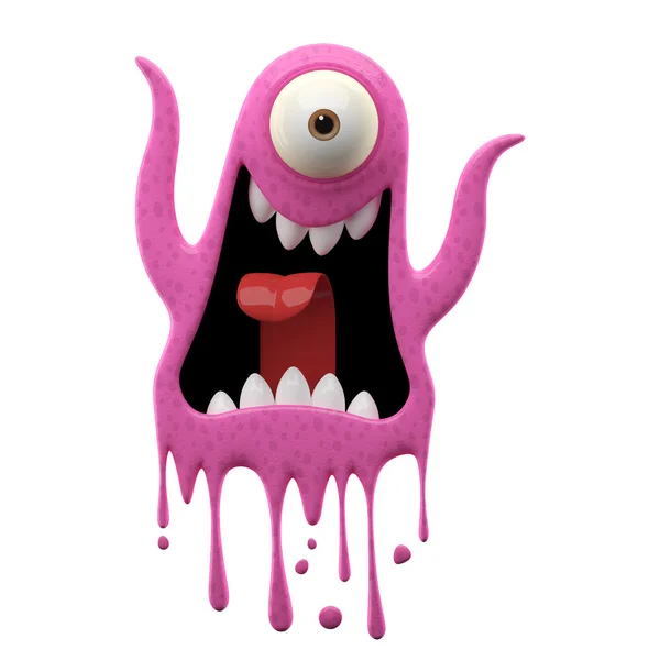 One-Eyed schreeuwen roze monster — Stockfoto