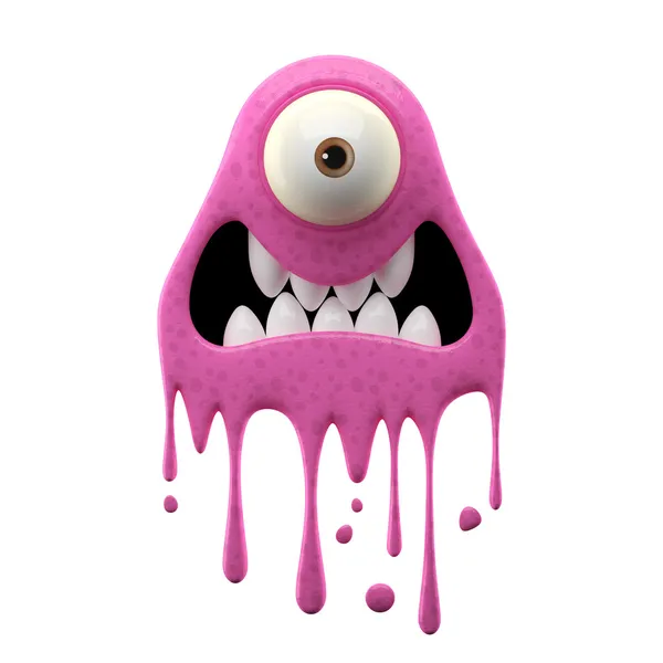 One-eyed frightened pink monster — Stock Photo, Image