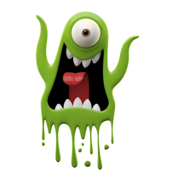 One-Eyed monster křičí: zelená — Stock fotografie