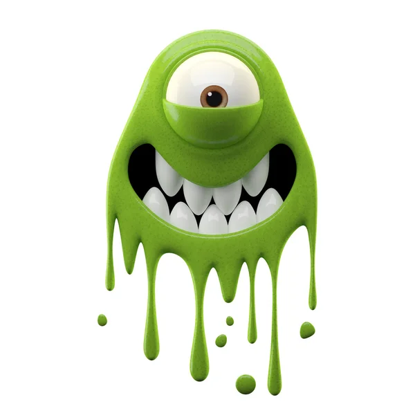 One-eyed smiling green monster — Stock Photo, Image