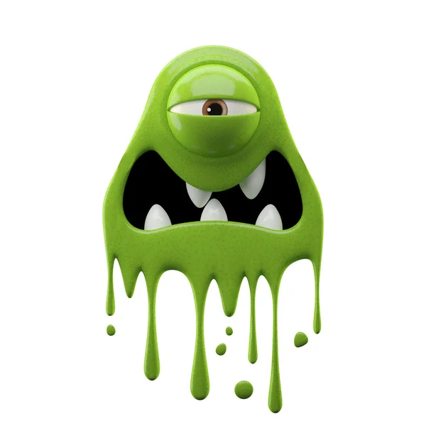 One-eyed tired green monster — Stock Photo, Image