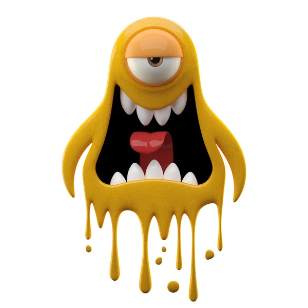 One-eyed dissatisfied yellow monster — Stock Photo, Image