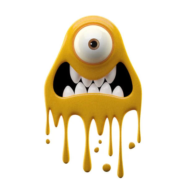 One-eyed frightened yellow monster — Stock Photo, Image