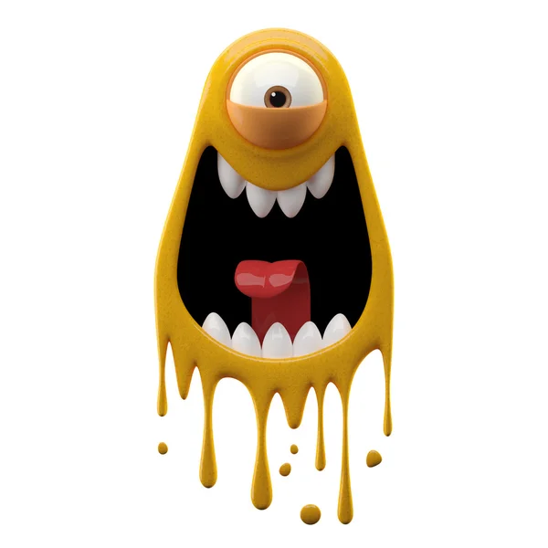One-Eyed schreeuwen gele monster — Stockfoto