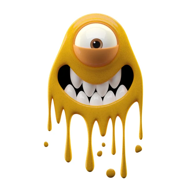 One-eyed smiling yellow monster — Stock Photo, Image