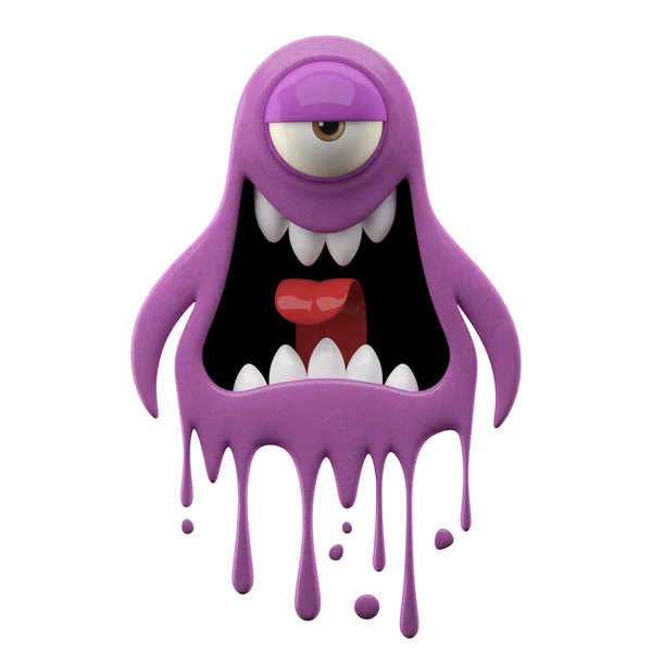 One-eyed dissatisfied purple monster — Stock Photo, Image