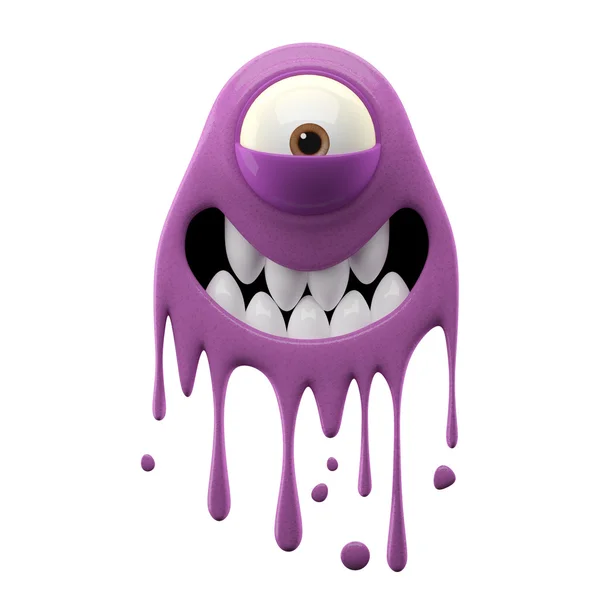 One-eyed smiling purple monster — Stock Photo, Image