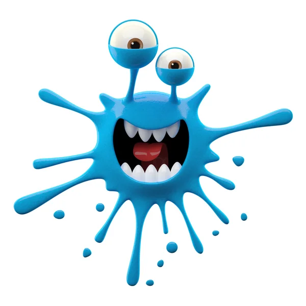 Blotch-shaped blue frightened monster — Stock Photo, Image