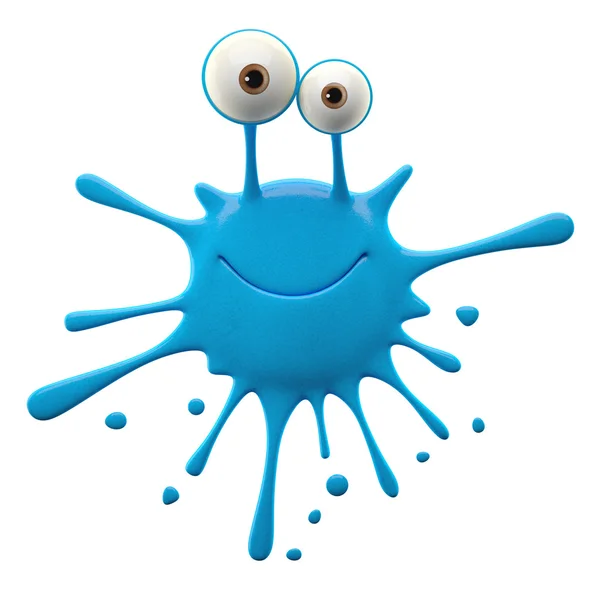 Blotch-shaped blue smiling monster — Stock Photo, Image