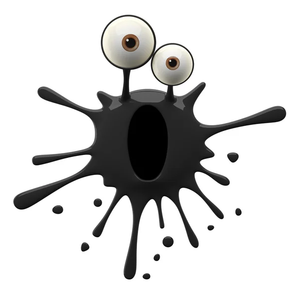 Blotch-shaped black surprised monster — Stock Photo, Image