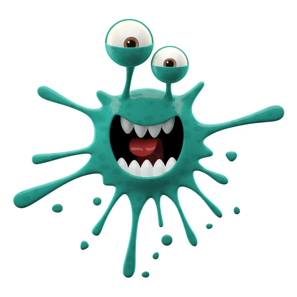 Blotch-shaped dark green frightened monster — Stock Photo, Image