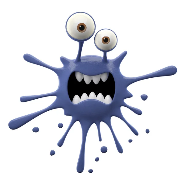 Blotch-shaped dark blue scared monster — Stock Photo, Image