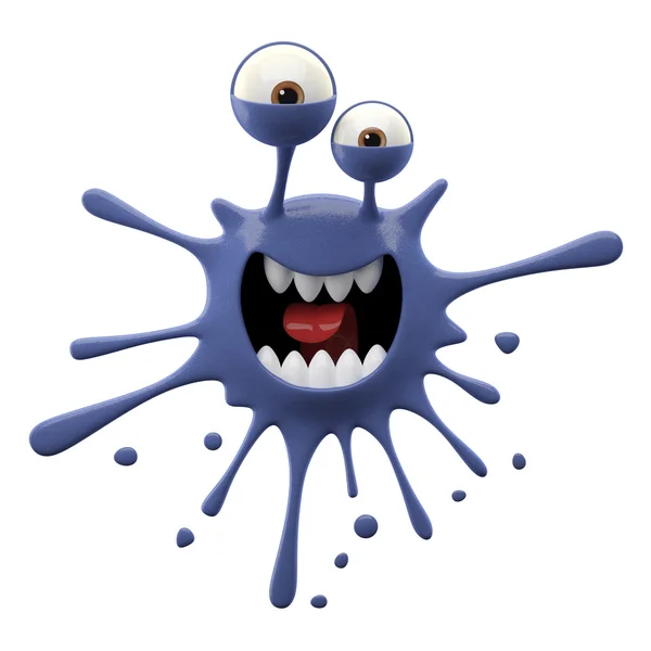 Blotch-shaped dark blue panicked monster — Stock Photo, Image