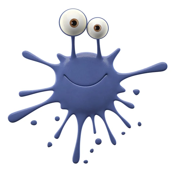 Blotch-shaped dark blue smiling monster — Stock Photo, Image