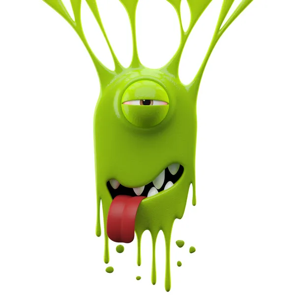 Dangle green tired monster — Stock Photo, Image