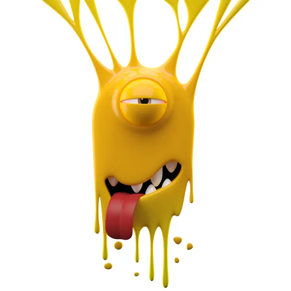 Dangle yellow tired monster — Stock Photo, Image