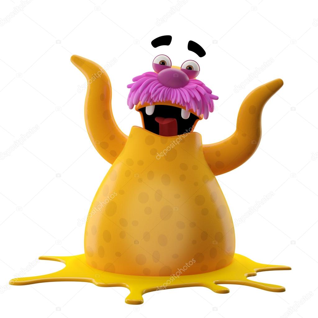 Yellow walrus with two hands up