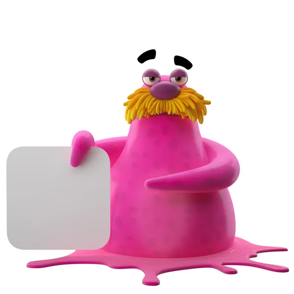 Pink walrus holding board — Stock Photo, Image