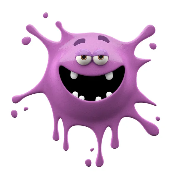 Two-eyed purple satisfied monster — Stock Photo, Image