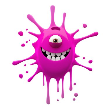 gülümseyen pink tek gözlü canavar