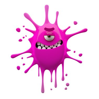 kızgın bir gülümseme ile tek gözlü pembe canavar