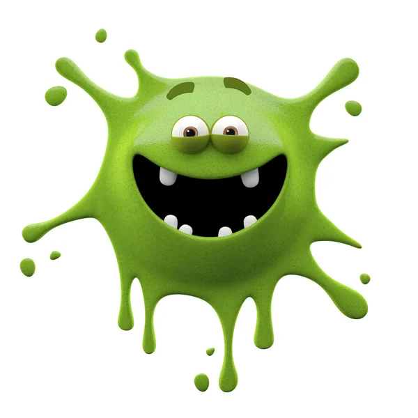 Green laughing two-eyed monster — Stock Photo, Image