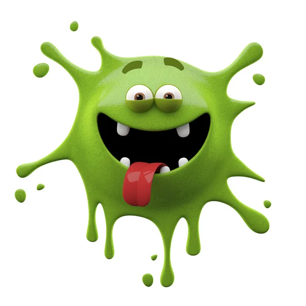 Grüne Zunge streckt zweiäugiges Monster aus — Stockfoto