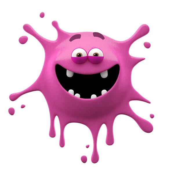 Pink laughing two-eyed monster — Stock Photo, Image